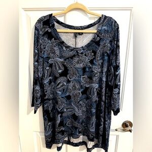 Cynthia Rowley 3/4 Sleeve Stretchy Floral Tunic Plus Size 2X